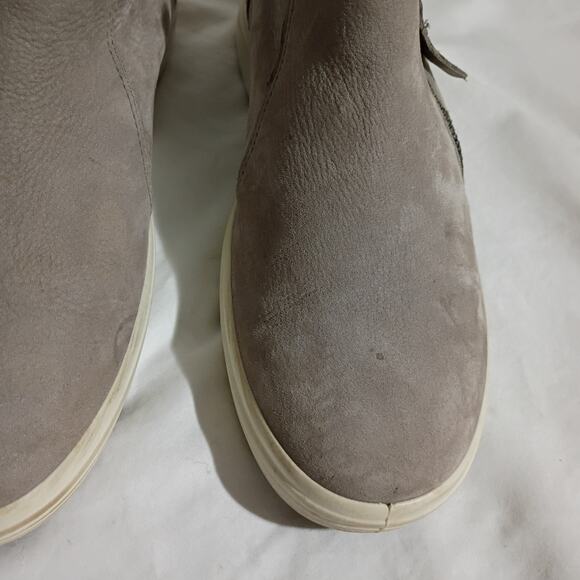 ECCO SOFT 7 Asymmetric-Side-Zip Suede Ankle Booties Low Sneakers Tan Comfort - Picture 9 of 10